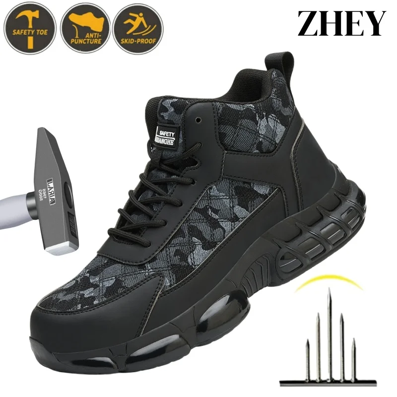 Men's Steel Toe Safety Work Boots, Climbing Hiking Soft Anti-Slip Industrial Boots, Durable Leather Construction Shoes for Men 
Men's Steel Toe Safety Work Boots, Climbing Hiking Soft Anti-Slip Industrial Boots, Durable Leather Construction Shoes for Men