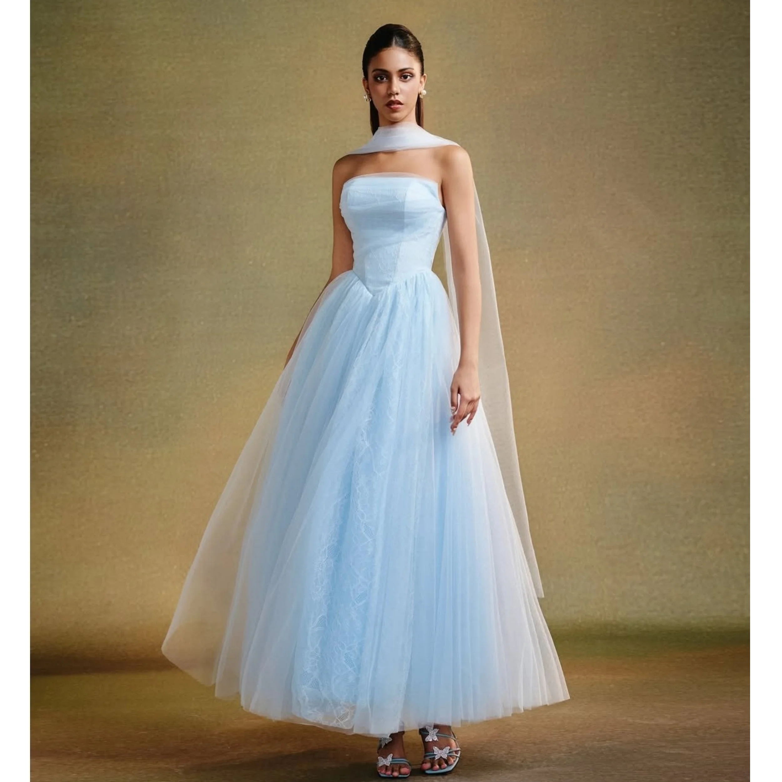 Light Blue A Line Evening Dresses Soft Tulle Tea Length Women Prom Gowns for Brithday Sexy Customized Celebrity Party Dresses
Light Blue A Line Evening Dresses Soft Tulle Tea Length Women Prom Gowns for Brithday Sexy Customized Celebrity Party Dresses