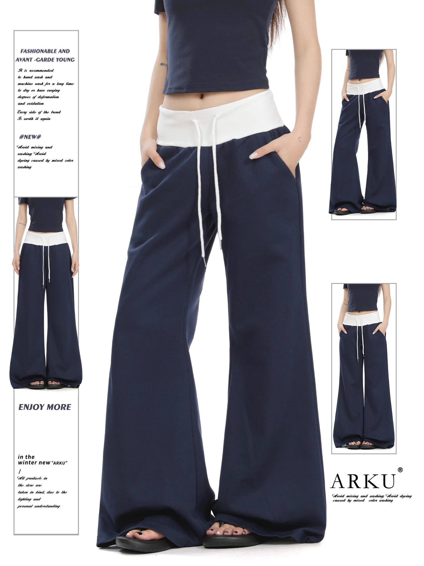 American Retro Spliced Color Block Bell Bottom Sweatpants Women Loose Sexy Slimming Sporty Casual Pants Casual Style
American Retro Spliced Color Block Bell Bottom Sweatpants Women Loose Sexy Slimming Sporty Casual Pants Casual Style