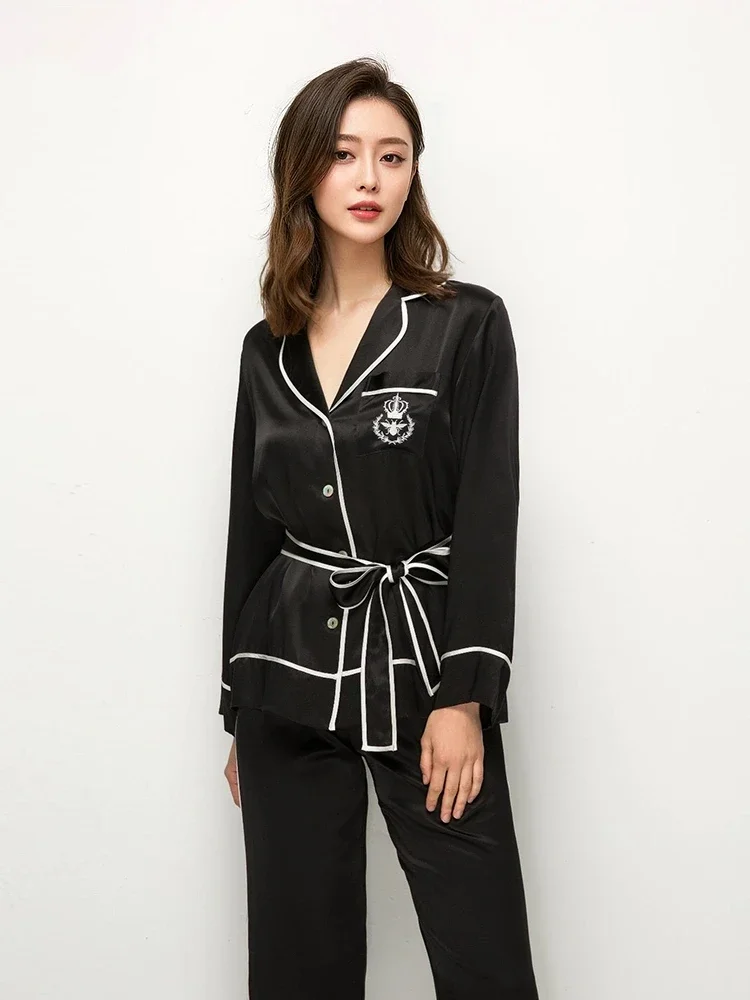 19 мм 100% шелковый пижамный комплект с поясом, брюки с длинными рукавами, комплект пижамной одежды из 2 предметов, женская пижама на пуговицах, домашняя одежда
19 мм 100% шелковый пижамный комплект с поясом, брюки с длинными рукавами, комплект пижамной одежды из 2 предметов, женская пижама на пуговицах, домашняя одежда