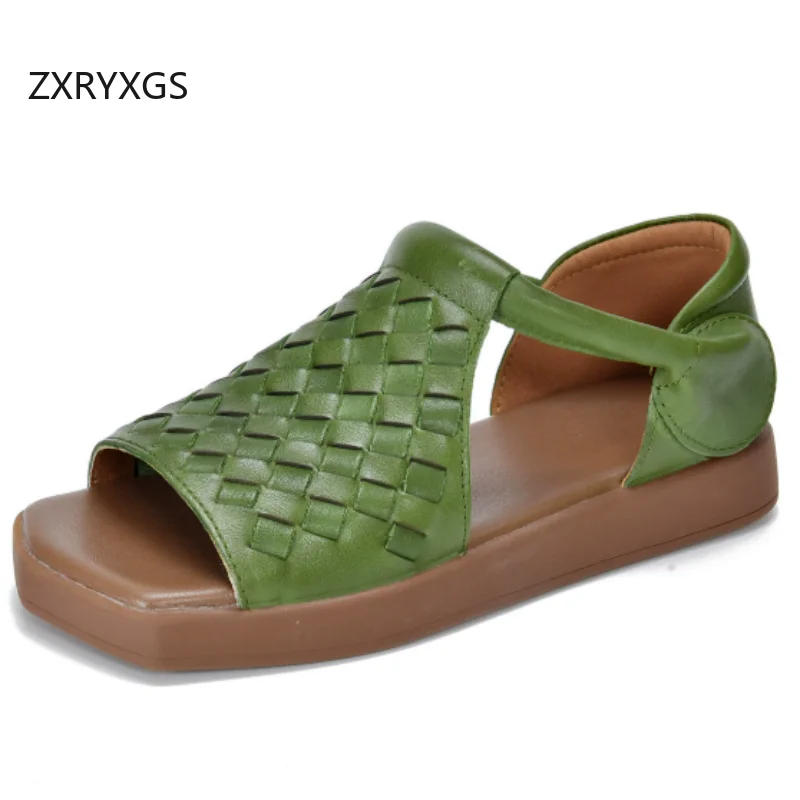 ZXRYXGS Top Layer Cowhide Woven Open Toed Flat Sandals 2026 New Summer Fish Mouth Comfort Breathable Women Real Leather Sandals
ZXRYXGS Top Layer Cowhide Woven Open Toed Flat Sandals 2026 New Summer Fish Mouth Comfort Breathable Women Real Leather Sandals
