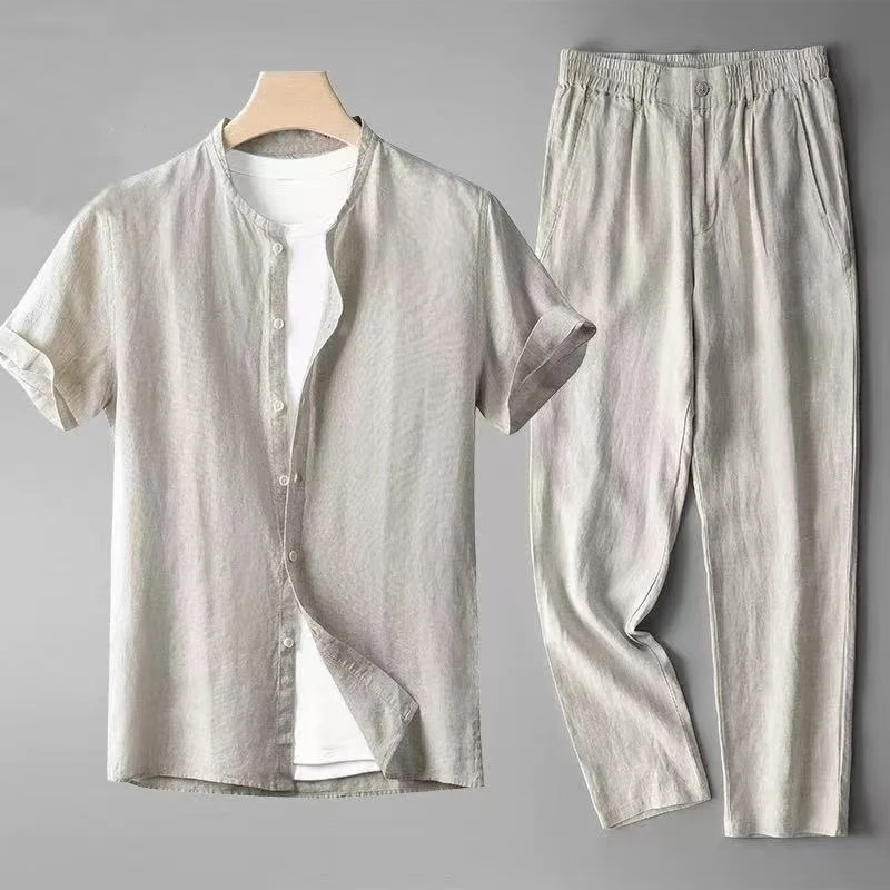 2026 Spring Summer Men Retro Linen Cotton 2PCS Set Chinese Style Stand Collar Short Sleeve Shirt Pants Casual Outfit
2026 Spring Summer Men Retro Linen Cotton 2PCS Set Chinese Style Stand Collar Short Sleeve Shirt Pants Casual Outfit