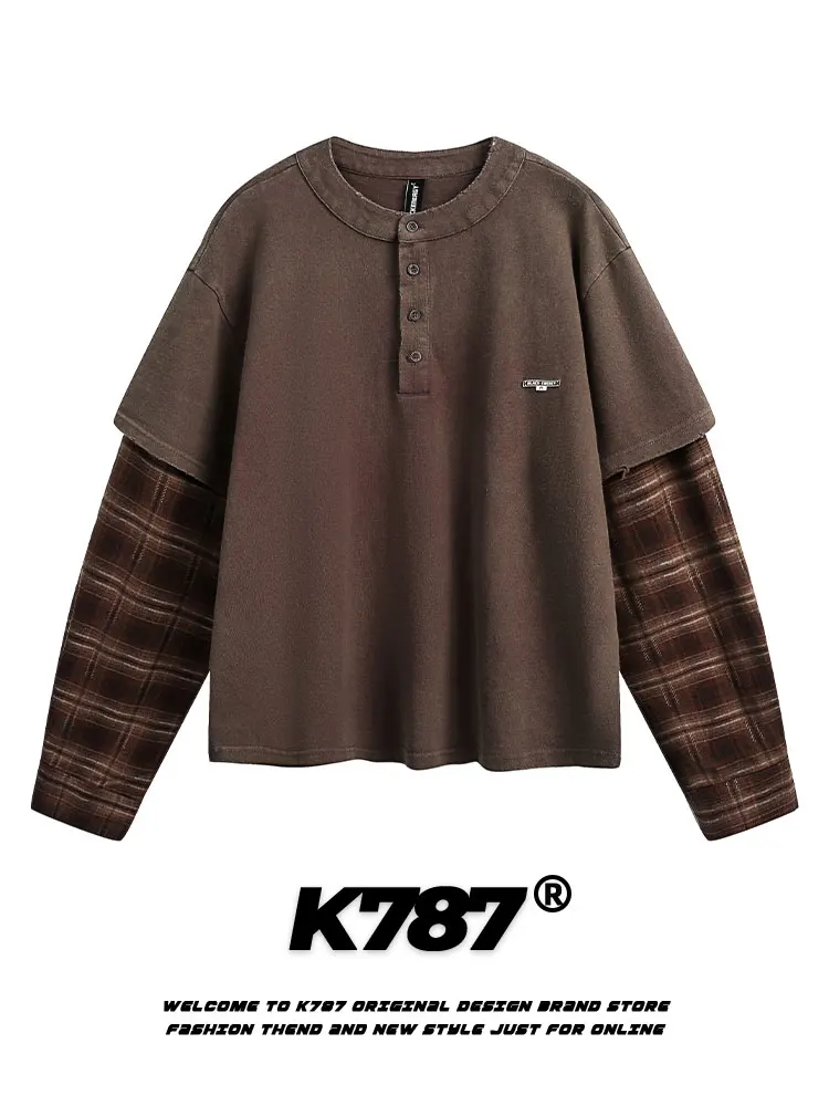 K787 American Sle Plaid Patchwork Hoodie Men's Spring Casual Long Sve round Ne Couple's T-irt Loose Fit Youth Trend
K787 American Sle Plaid Patchwork Hoodie Men's Spring Casual Long Sve round Ne Couple's T-irt Loose Fit Youth Trend