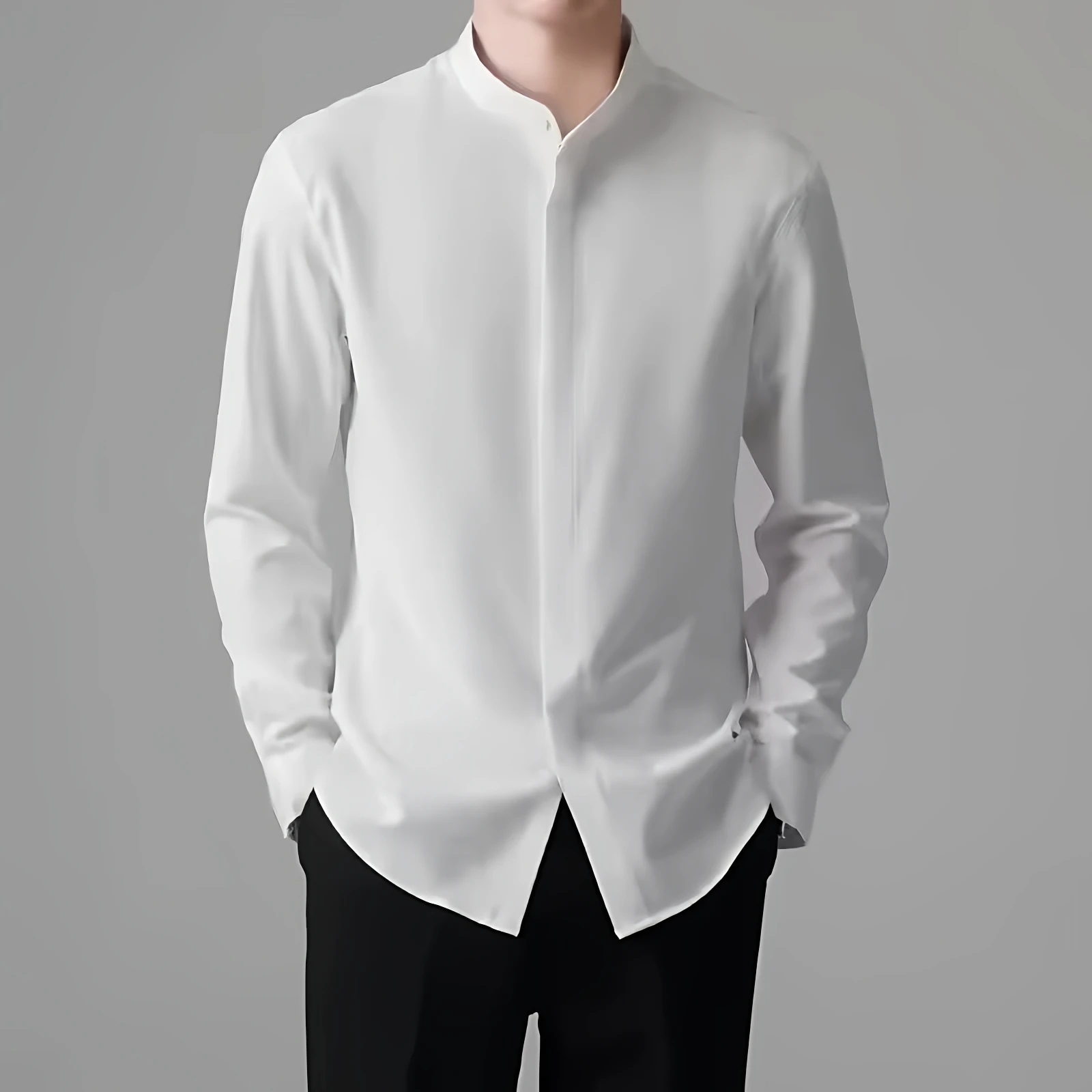 Autumn Men's Stand Collar Shirt Chinese Style Long Sleeve White Dress Shirt No Ironing Anti Wrinkle Casual Top Trendy
Autumn Men's Stand Collar Shirt Chinese Style Long Sleeve White Dress Shirt No Ironing Anti Wrinkle Casual Top Trendy