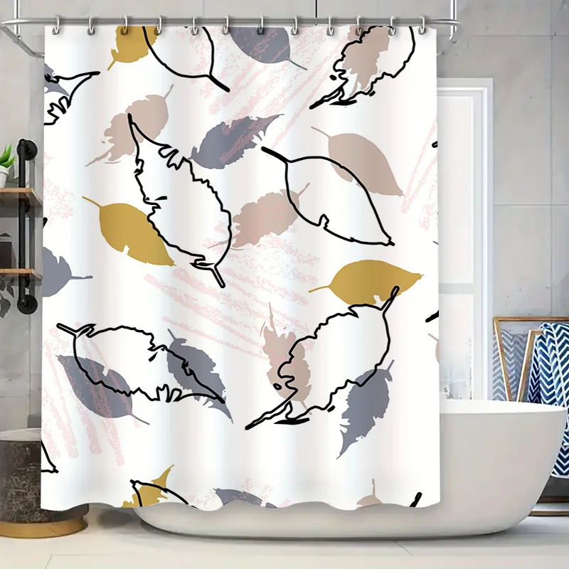 Leaf Pattern Shower Curtain Modern Black Outline Design for Bathroom Decor Waterproof Fabric Shower Curtains with Hook Rings (Wh
Leaf Pattern Shower Curtain Modern Black Outline Design for Bathroom Decor Waterproof Fabric Shower Curtains with Hook Rings (Wh