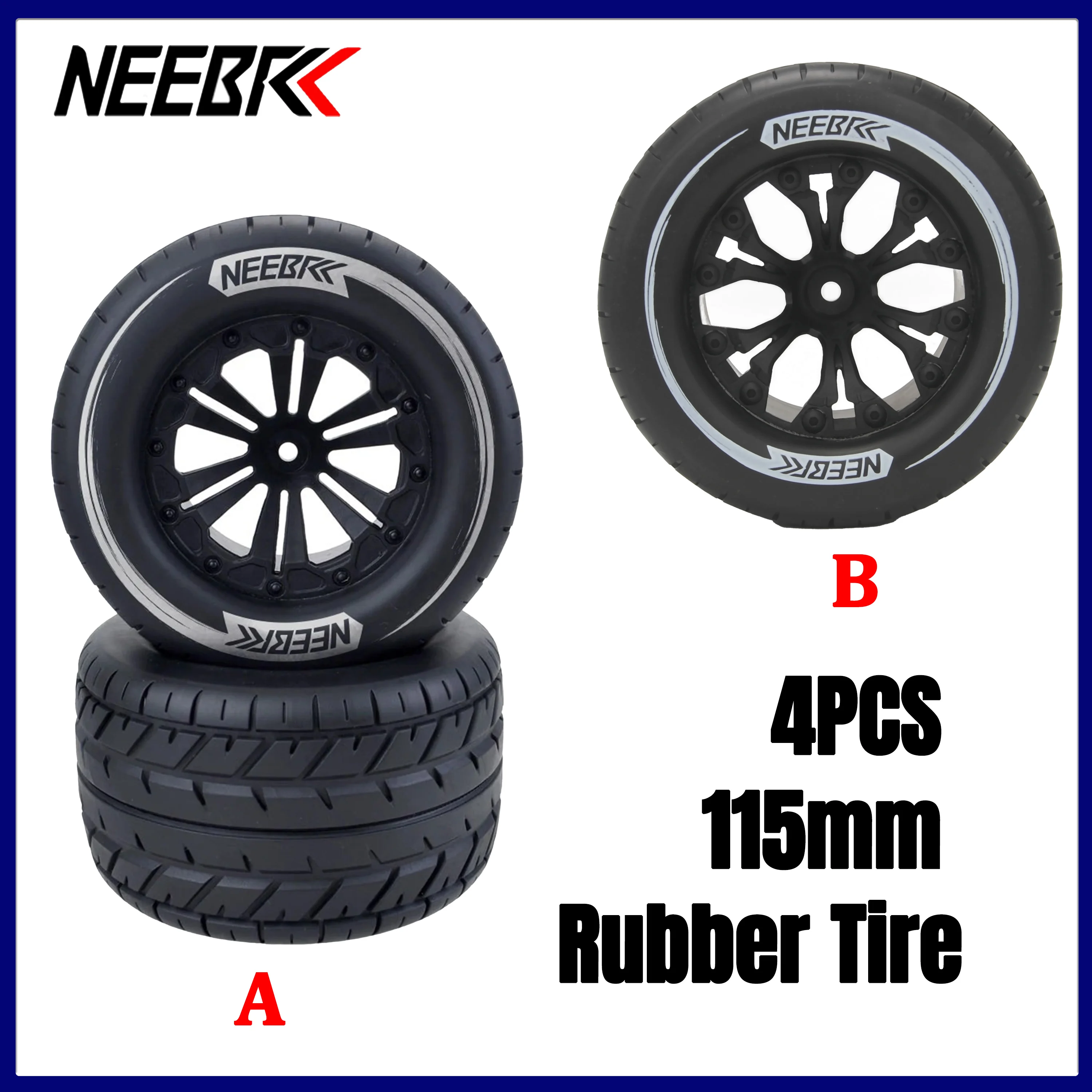 4pcs NEEBRC 115mm Rubber Tire Wheel Tyre Rim Hub 12mm Hex for 1/10 RC Car Drift Truck Crawler Tank Buggy Jeep Axial WPL Wltoys
4pcs NEEBRC 115mm Rubber Tire Wheel Tyre Rim Hub 12mm Hex for 1/10 RC Car Drift Truck Crawler Tank Buggy Jeep Axial WPL Wltoys