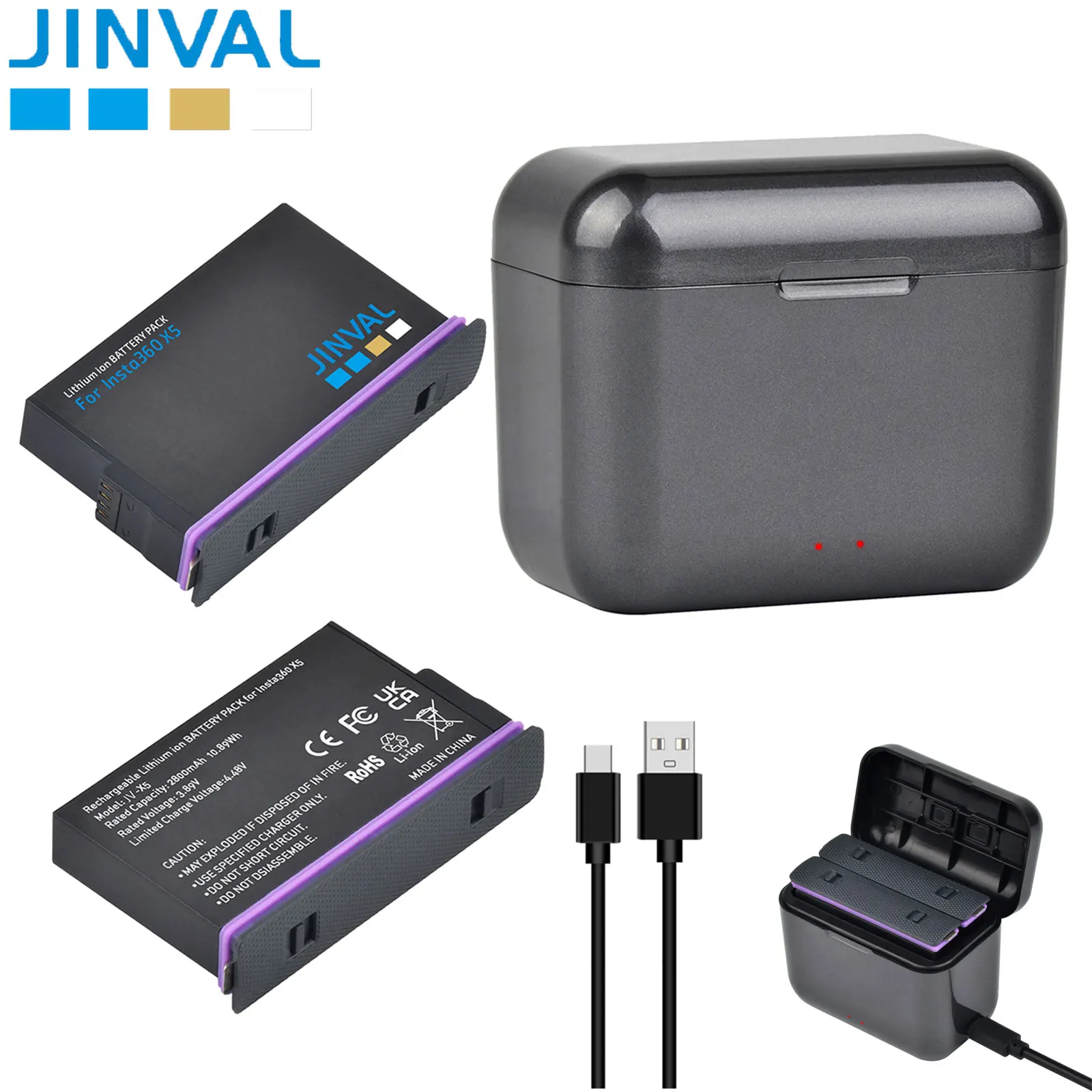 JINVAL For Insta360X5 Camera Batteries Replacement Battery 2800mAh + PD20W Fast Dual Charging Case For insta360 x5 Accessories
JINVAL For Insta360X5 Camera Batteries Replacement Battery 2800mAh + PD20W Fast Dual Charging Case For insta360 x5 Accessories