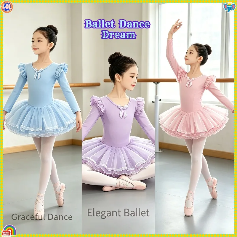 Girls Long Sleeve Ballet Tutu Dress Kids Soft Mesh Dance Costume Spring Autumn Practice Stage Ballerina Daily Performance Outfit
Girls Long Sleeve Ballet Tutu Dress Kids Soft Mesh Dance Costume Spring Autumn Practice Stage Ballerina Daily Performance Outfit