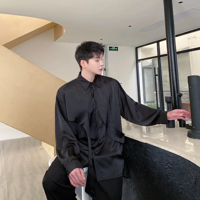 Spring Season Men's Long Sve irt with Sa Design Satin Fini Folded Collar Loose Fit Youthful Sle Four Seasons Wear
Spring Season Men's Long Sve irt with Sa Design Satin Fini Folded Collar Loose Fit Youthful Sle Four Seasons Wear