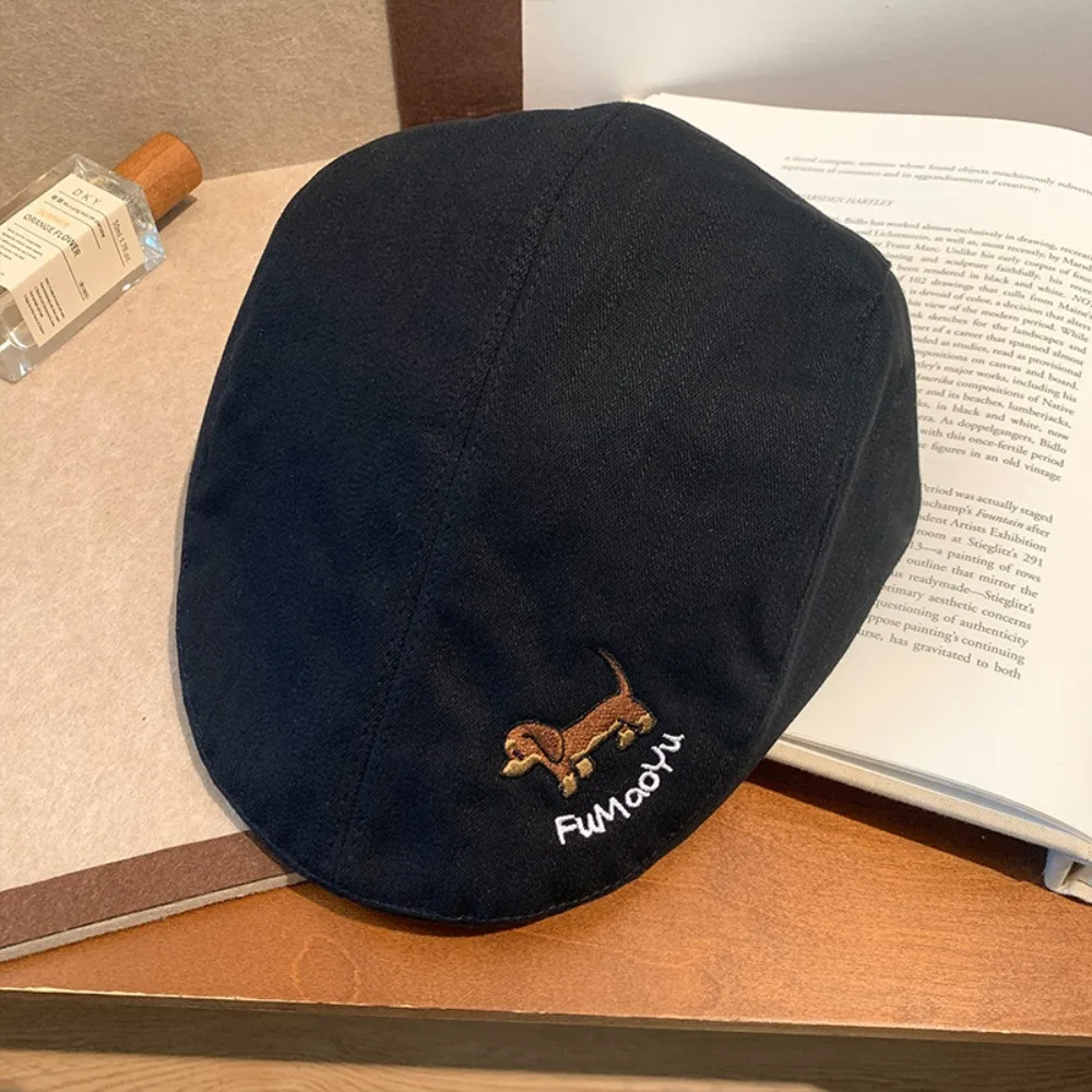Fashion Japanese Style Cartoon Forward Hat Visor Sunscreen Puppy Embroidery Berets Cap Short Brim Casual Artist Hat Men/Women
Fashion Japanese Style Cartoon Forward Hat Visor Sunscreen Puppy Embroidery Berets Cap Short Brim Casual Artist Hat Men/Women