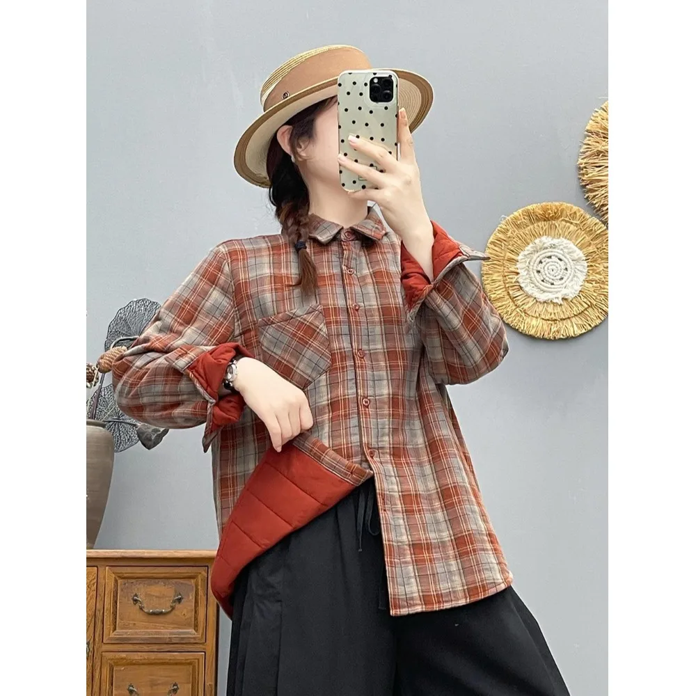 Korean Faion Color Blo Plaid Long Sve Women's irt Winter Cotton Jaet Thiened Warm Casual Inner Wear Base irt
Korean Faion Color Blo Plaid Long Sve Women's irt Winter Cotton Jaet Thiened Warm Casual Inner Wear Base irt