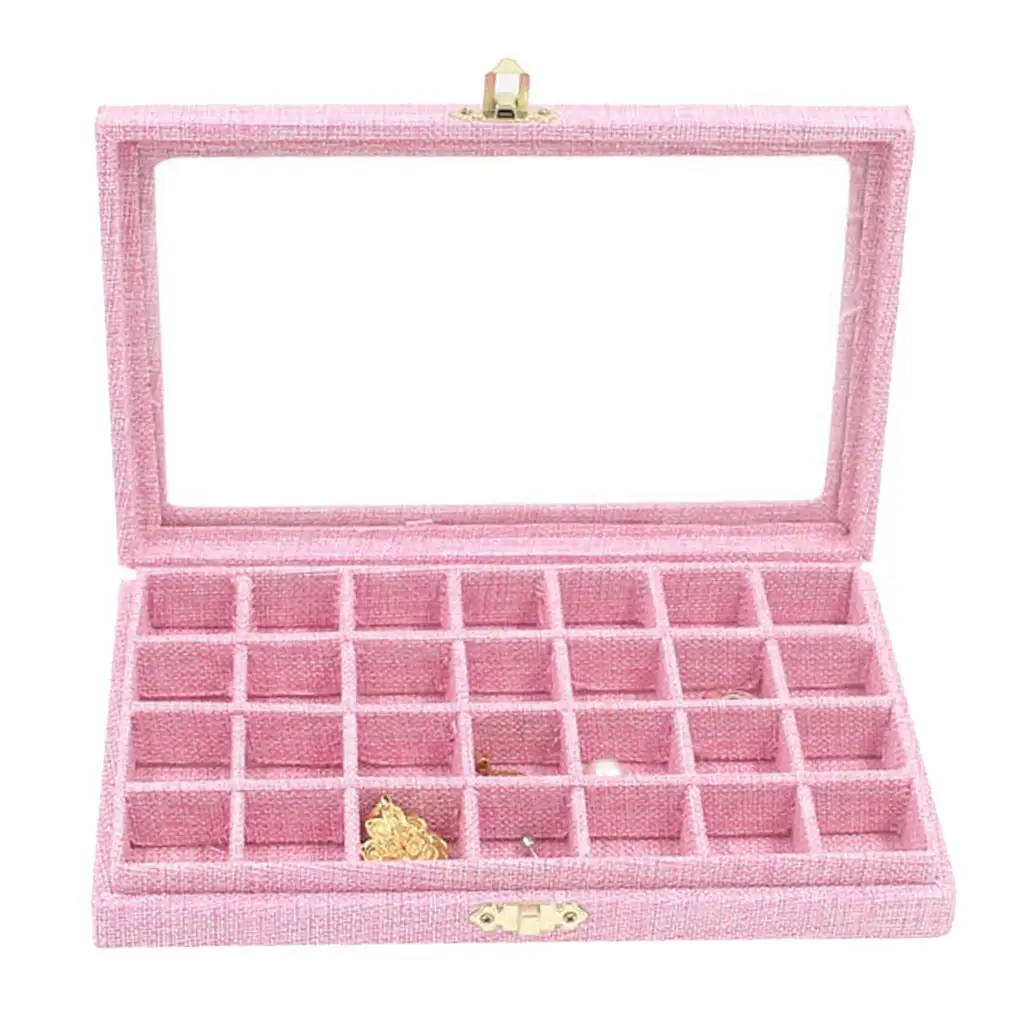 Linen Jewelry Storage Case with 28 Grid Organizer Jewelry Display Box for Home or Boutique Countertop Use
Linen Jewelry Storage Case with 28 Grid Organizer Jewelry Display Box for Home or Boutique Countertop Use