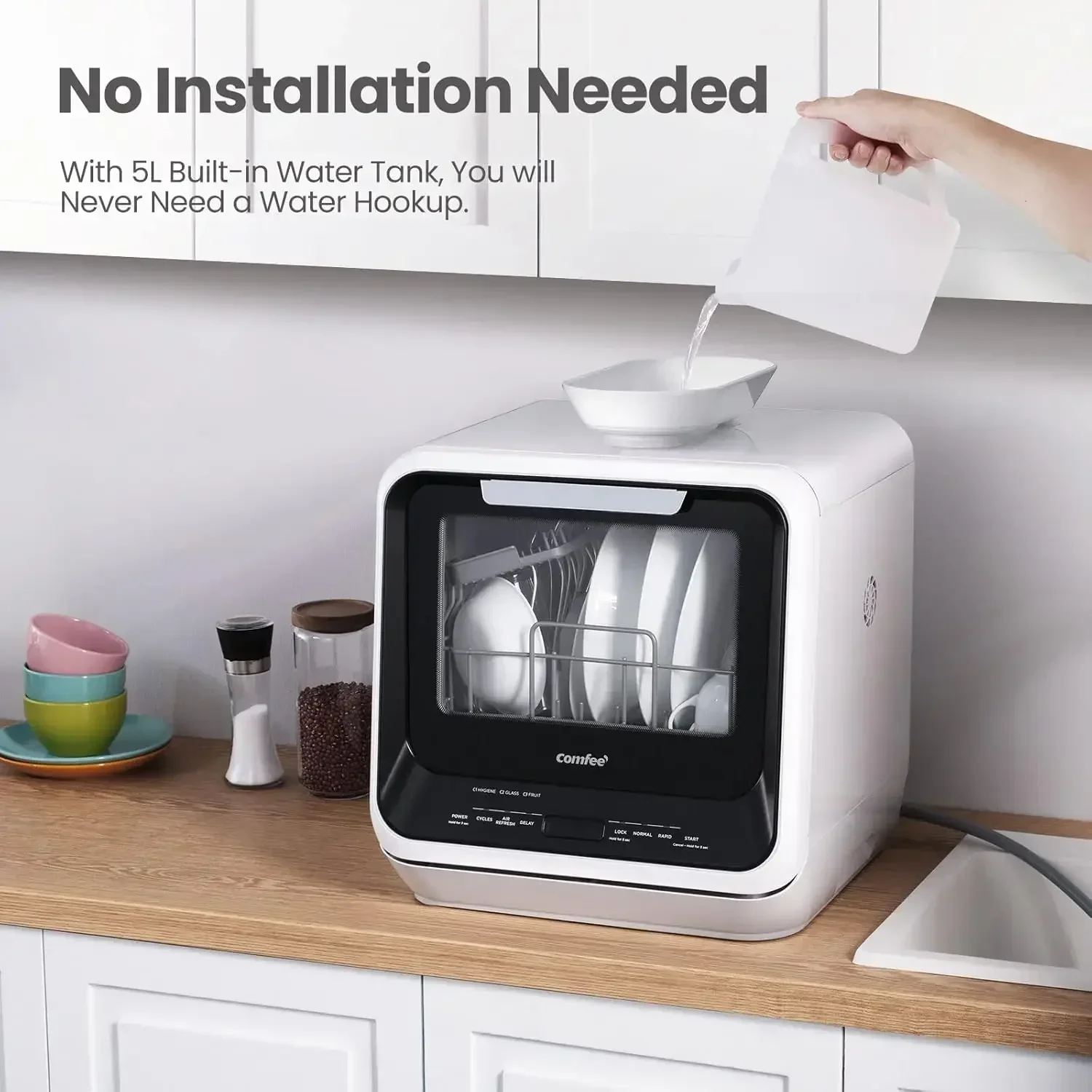 COMFEE' Portable Mini Dishwasher Countertop with 5L Built-in Water Tank for Apartments& RVs, No Hookup Needed
COMFEE' Portable Mini Dishwasher Countertop with 5L Built-in Water Tank for Apartments& RVs, No Hookup Needed