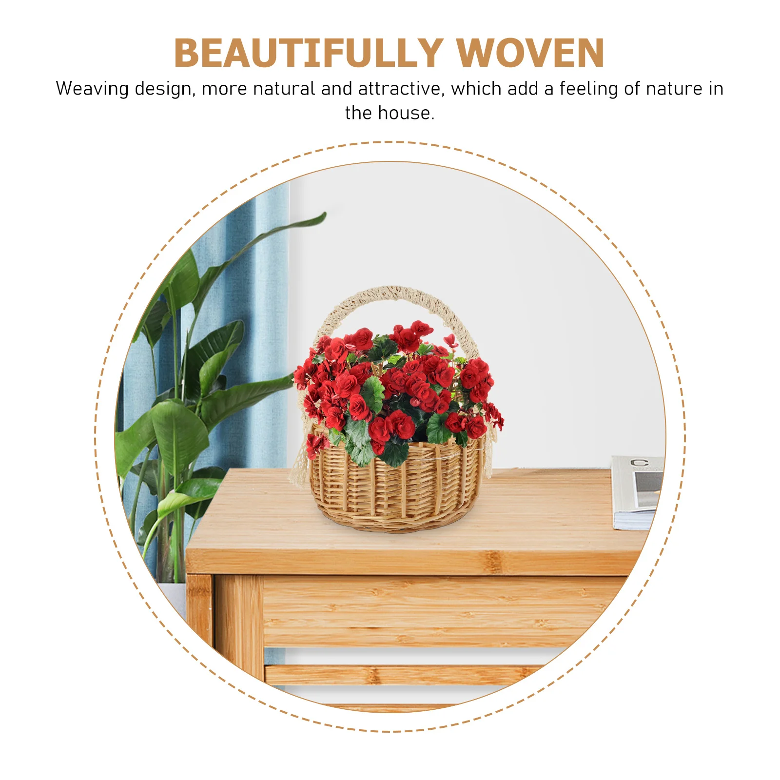 1Pcs Natural Rattan Flower Basket Handwoven Storage Container Decorative Basket for Fruit Snack Home Decor Storage Container
1Pcs Natural Rattan Flower Basket Handwoven Storage Container Decorative Basket for Fruit Snack Home Decor Storage Container