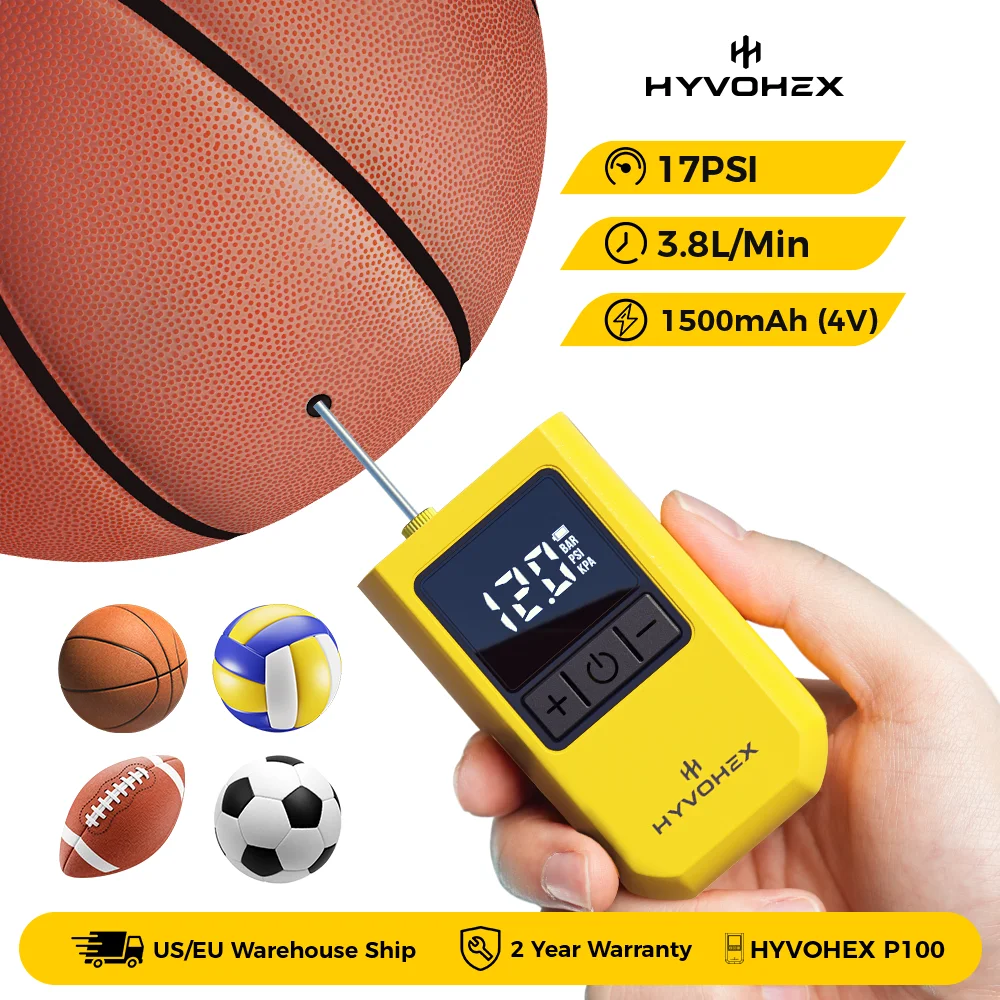 P100 Portable Electric Ball Pump Digital LED Display Preset Pressure Air Pump for Balls Basketball Pump with Ball Needle
P100 Portable Electric Ball Pump Digital LED Display Preset Pressure Air Pump for Balls Basketball Pump with Ball Needle