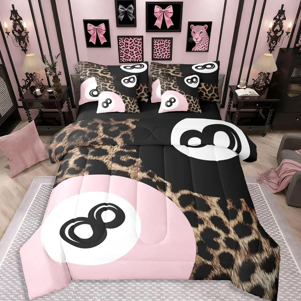 8-Piece Trendy Queen Comforter Set, Leopard Print Bedding, Y2K Pink Cheetah Bedding for Kids
8-Piece Trendy Queen Comforter Set, Leopard Print Bedding, Y2K Pink Cheetah Bedding for Kids
