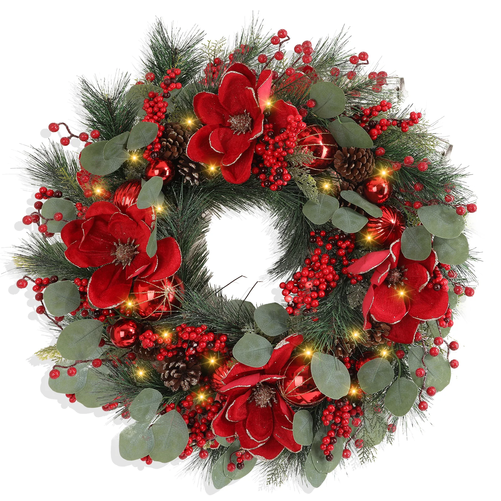 24 Inch Artificial Christmas Wreath with Mixed Berries Pinecones & Poinsettias Holiday Decor for Front Door Window Decoration
24 Inch Artificial Christmas Wreath with Mixed Berries Pinecones & Poinsettias Holiday Decor for Front Door Window Decoration