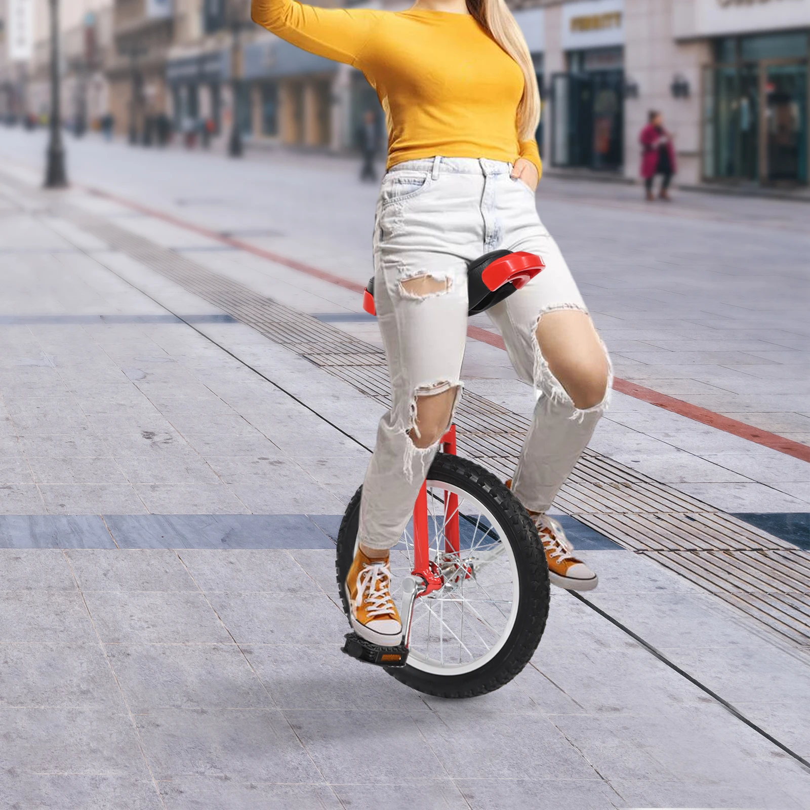 16 Inch Wheel Unicycle with Rim and Pedals Outdoor Exercise Balance Training One Wheel Bike Height Adjustment Steel Unicycle
16 Inch Wheel Unicycle with Rim and Pedals Outdoor Exercise Balance Training One Wheel Bike Height Adjustment Steel Unicycle