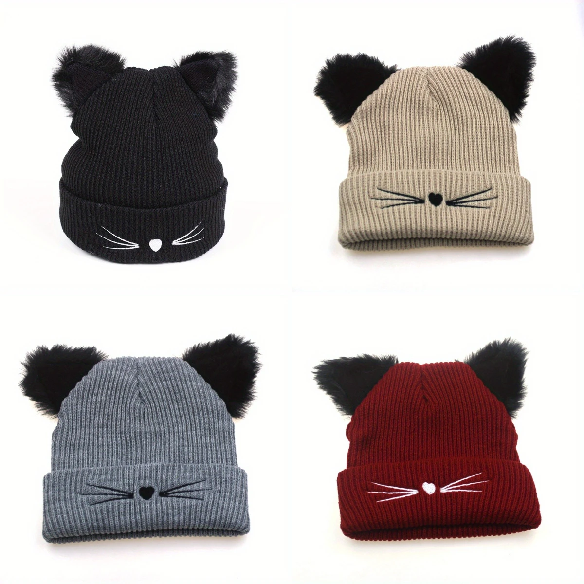 Fashion Solid Color Simplicity Warmth Hooded Cat Ear Design Winter Knitted Hat Personalized Cat Beard Embroidery Brimless Cap
Fashion Solid Color Simplicity Warmth Hooded Cat Ear Design Winter Knitted Hat Personalized Cat Beard Embroidery Brimless Cap