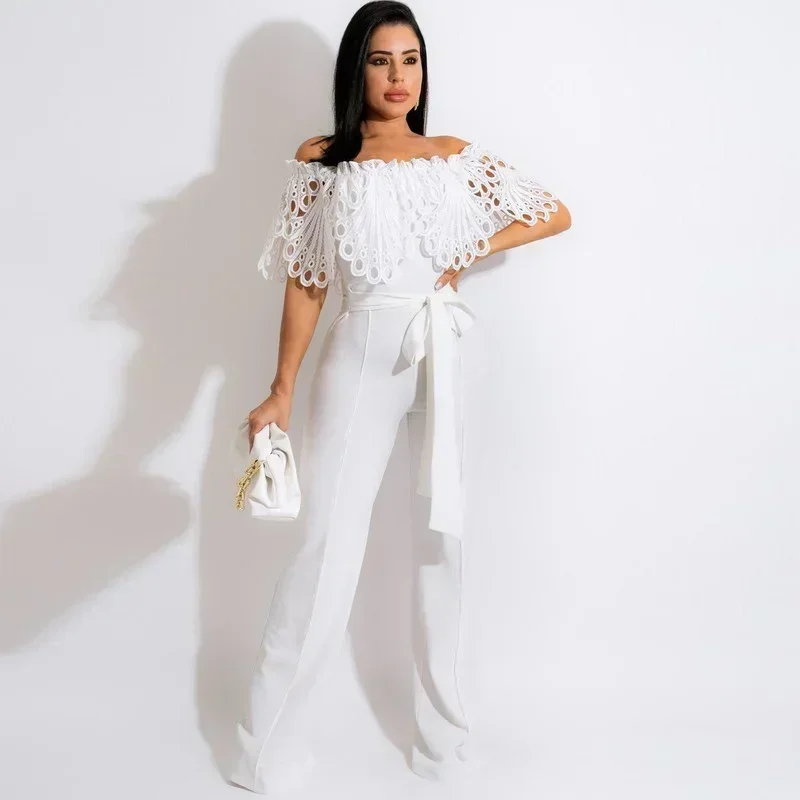 GUWU Women Lace Butterfly Sleeve Wide Leg with Sashes Jumpsuit Summer Elegant One Piece Overall Jumpsuit Playsuit
GUWU Women Lace Butterfly Sleeve Wide Leg with Sashes Jumpsuit Summer Elegant One Piece Overall Jumpsuit Playsuit