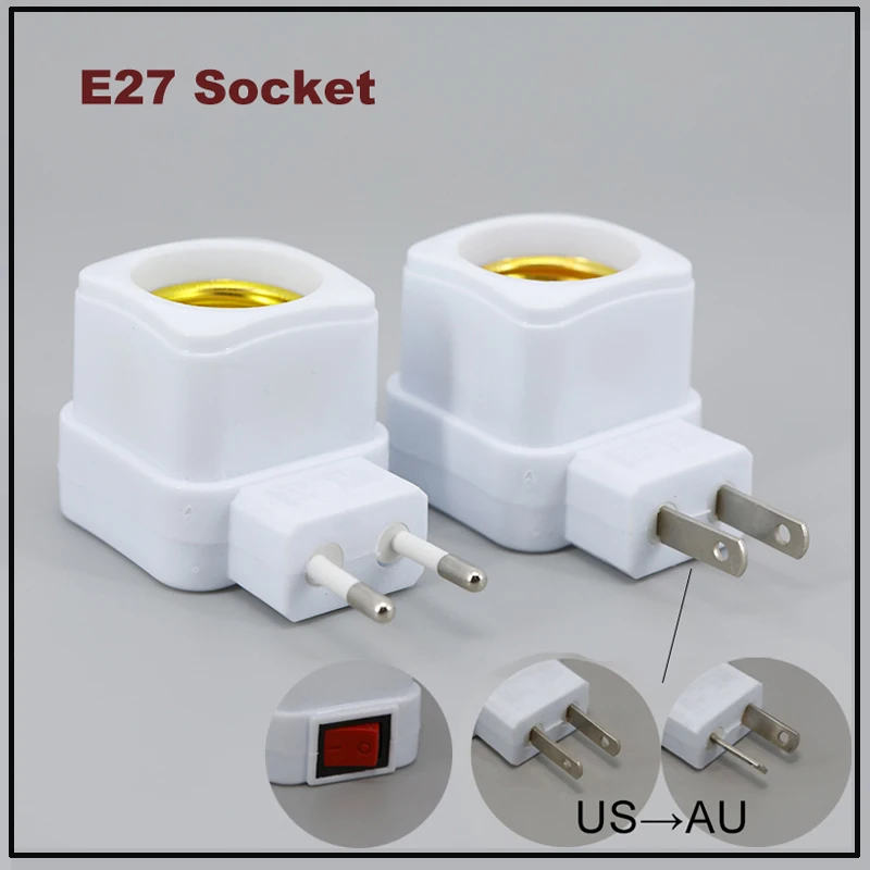 ON/OFF Switch Converter EU US AU plug 110v 220v square AC power E27 LED Light Lamp Bulbs Socket Base Holder Plug Adapter R23
ON/OFF Switch Converter EU US AU plug 110v 220v square AC power E27 LED Light Lamp Bulbs Socket Base Holder Plug Adapter R23