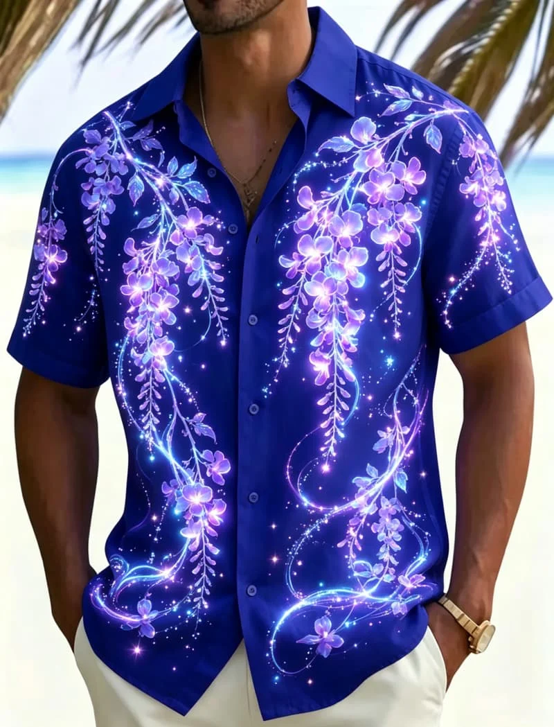Men's neon tropical floral print casual shirt, personalized summer style, suitable for night travel, pool parties and daily wear
Men's neon tropical floral print casual shirt, personalized summer style, suitable for night travel, pool parties and daily wear
