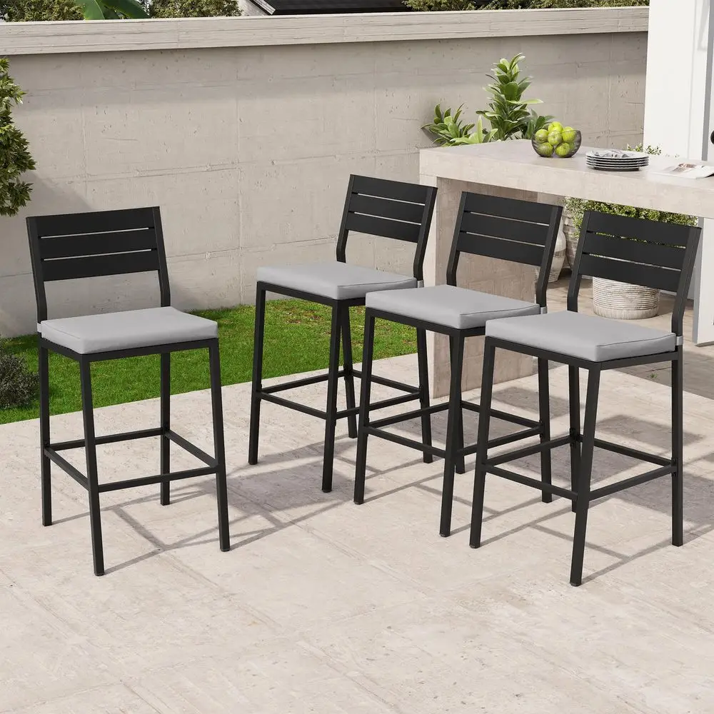 Outdoor Bar Stools Set of 4, Patio Counter Height Barstools with Cushions, Tall Chairs with Back and Footrest for Deck, Lawn, G
Outdoor Bar Stools Set of 4, Patio Counter Height Barstools with Cushions, Tall Chairs with Back and Footrest for Deck, Lawn, G