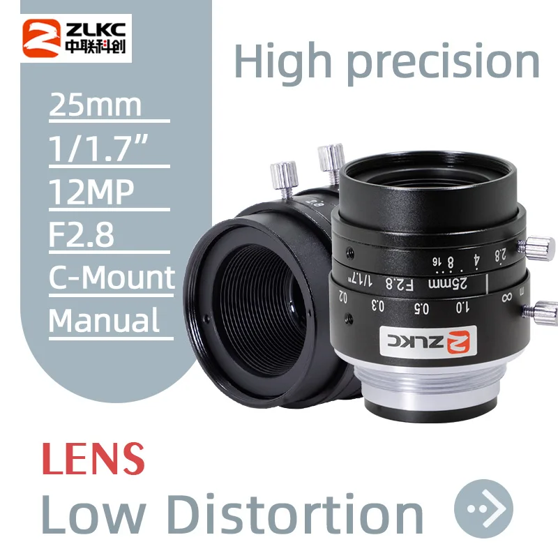 ZLKC 25mm lens 1/1.7 inch C-mount camera 12MP machine vision lens F2.8 manual Iris High resolution fa Industrial lens
ZLKC 25mm lens 1/1.7 inch C-mount camera 12MP machine vision lens F2.8 manual Iris High resolution fa Industrial lens