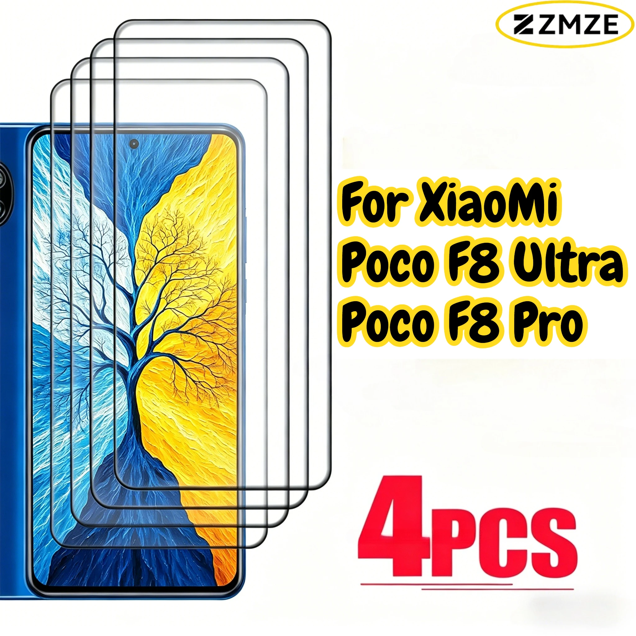 4pcs for Xiaomi Poco F8 Ultra Tempered Glass Film 9H HD Glossy Screen Protector Film for Poco F8 Pro with Black Border HD Film
4pcs for Xiaomi Poco F8 Ultra Tempered Glass Film 9H HD Glossy Screen Protector Film for Poco F8 Pro with Black Border HD Film