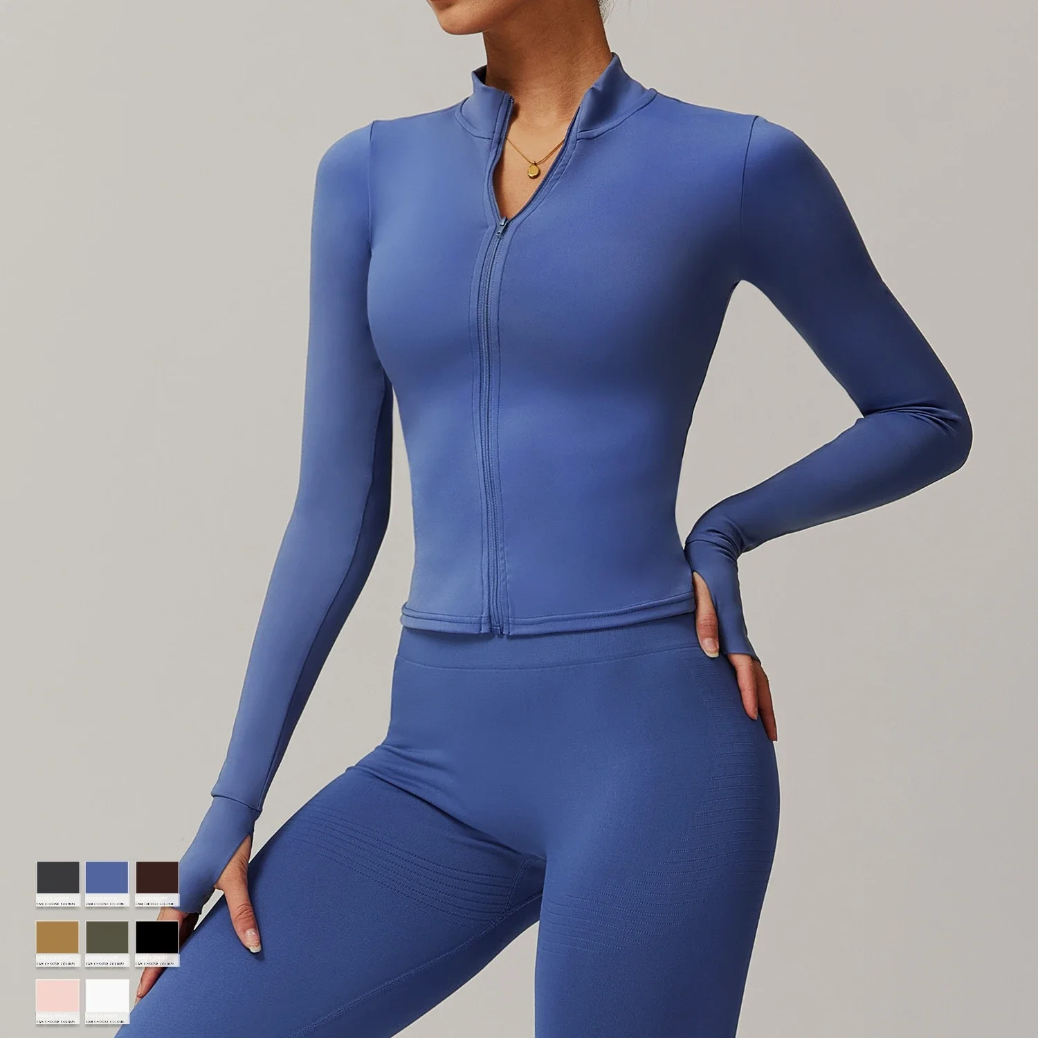 Zipper Yoga Clothes Women's Top Standing Collar Long Sleeved Sports Jacket Running Training Fitness Top Windproof Running Suit
Zipper Yoga Clothes Women's Top Standing Collar Long Sleeved Sports Jacket Running Training Fitness Top Windproof Running Suit