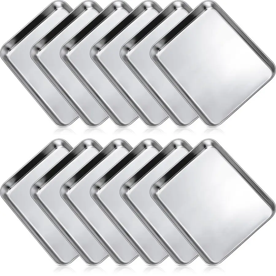 12 Pieces Baking Sheet Pan Cookie Sheet Set for Oven Stainless Steel Trays Nonstick Small Serving Tray Cake Toaster Metal Food T
12 Pieces Baking Sheet Pan Cookie Sheet Set for Oven Stainless Steel Trays Nonstick Small Serving Tray Cake Toaster Metal Food T