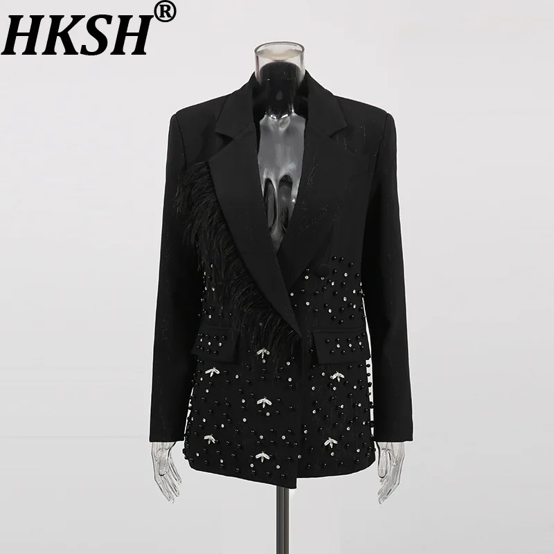 HKSH Spring Autumn New Women Blazer Heavy Craft Beaded Diamonds Turn-down Collar Elegant Fashion Office Lady Casual Coat HK11500 
HKSH Spring Autumn New Women Blazer Heavy Craft Beaded Diamonds Turn-down Collar Elegant Fashion Office Lady Casual Coat HK11500