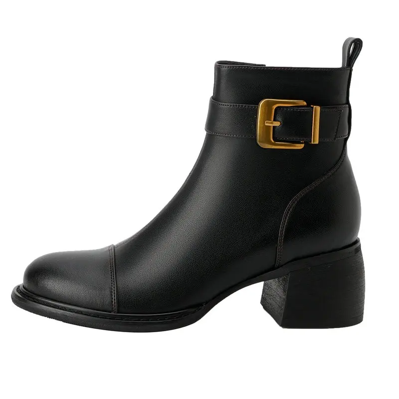 Women Thick Heels Ankle Boots Genuine Leather Buckle Concise Shoes Woman 2023 Autumn Winter Office Ladies Casual Boots
Women Thick Heels Ankle Boots Genuine Leather Buckle Concise Shoes Woman 2023 Autumn Winter Office Ladies Casual Boots