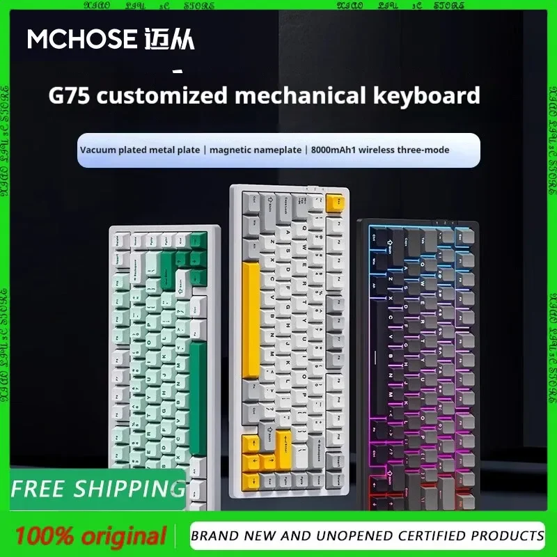 MCHOSE G75 pro Механическая клавиатура Трехрежимная беспроводная игровая ПК Аксессуары Прокладка с горячей заменой Структура Настраиваемая
MCHOSE G75 pro Механическая клавиатура Трехрежимная беспроводная игровая ПК Аксессуары Прокладка с горячей заменой Структура Настраиваемая