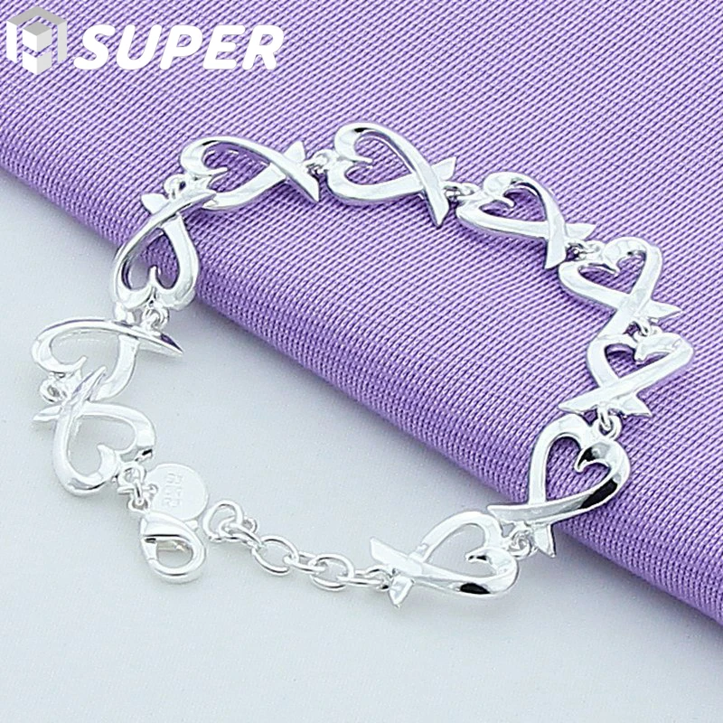 925 Sterling Silver Full Heart Bracelet For Women Fashion Charm Wedding Engagement Party Jewelry
925 Sterling Silver Full Heart Bracelet For Women Fashion Charm Wedding Engagement Party Jewelry