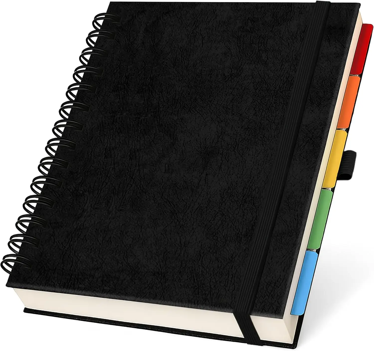 8x10" 300-Page Leather Hardcover Spiral Notebook with Dividers, College Ruled, Black
8x10" 300-Page Leather Hardcover Spiral Notebook with Dividers, College Ruled, Black