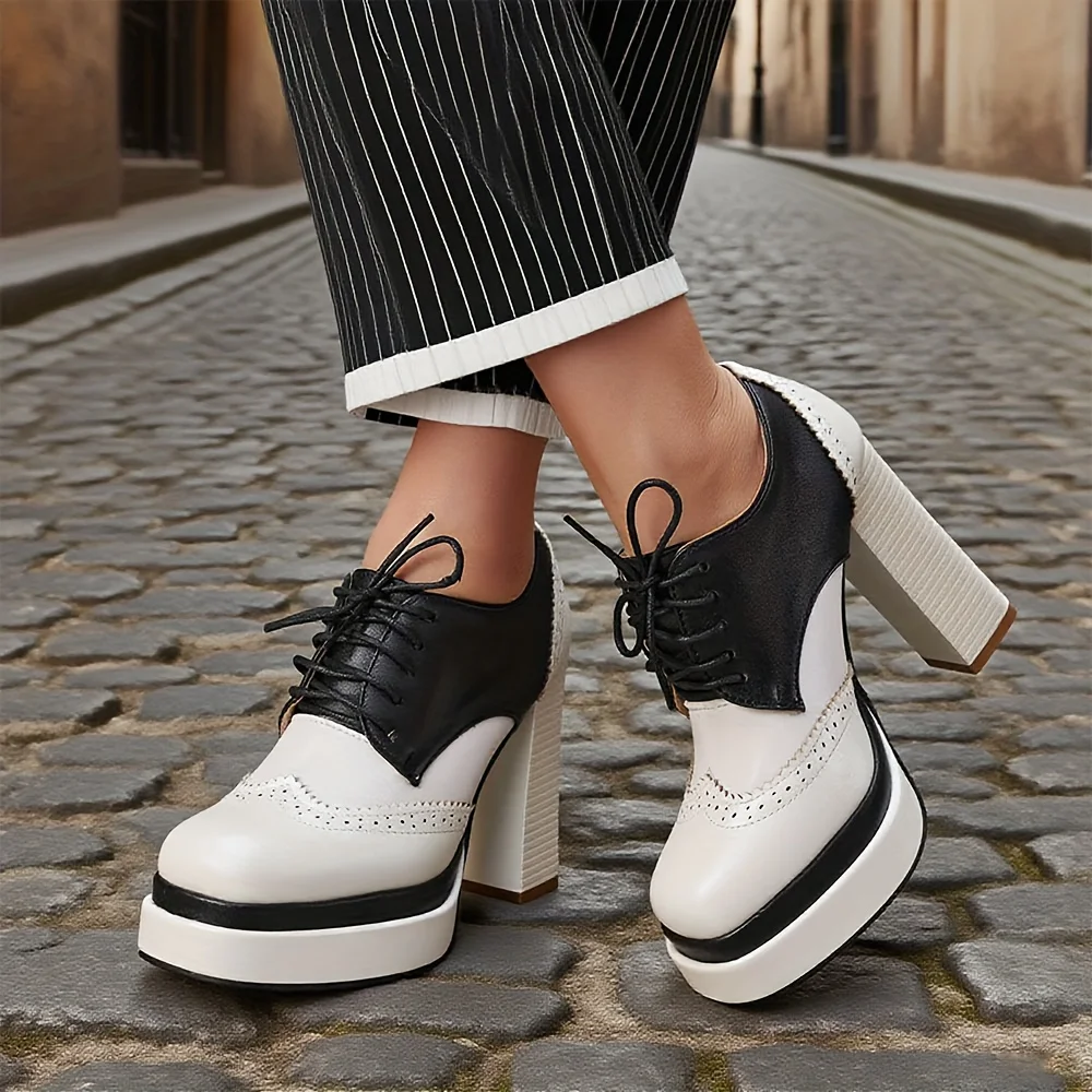 Женские туфли-броги с квадратным носком на шнуровке, модные туфли-лодочки на массивном высоком каблуке, разноцветные лоскутные туфли-лодочки в британском стиле, женские туфли-оксфорды
Женские туфли-броги с квадратным носком на шнуровке, модные туфли-лодочки на массивном высоком каблуке, разноцветные лоскутные туфли-лодочки в британском стиле, женские туфли-оксфорды