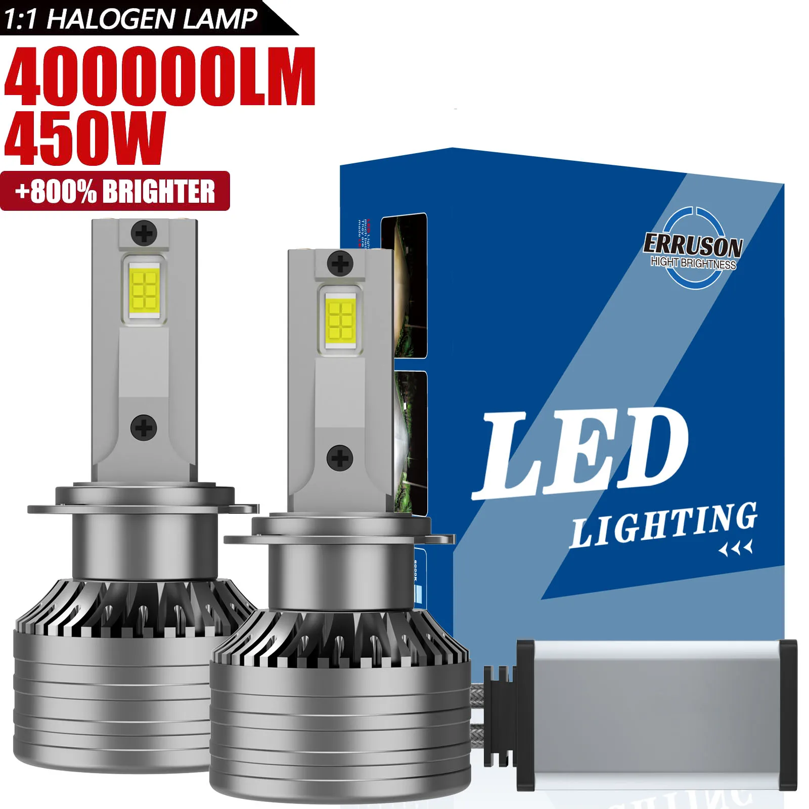 Erruson 450 Вт 400000LM H1 H7 H11 Светодиодная фара 9005 9006 9012 H3 H4 Светодиодная галогенная лампа дальнего/ближнего света 6000K Холодный белый Замена галогенной лампы
Erruson 450 Вт 400000LM H1 H7 H11 Светодиодная фара 9005 9006 9012 H3 H4 Светодиодная галогенная лампа дальнего/ближнего света 6000K Холодный белый Замена галогенной лампы