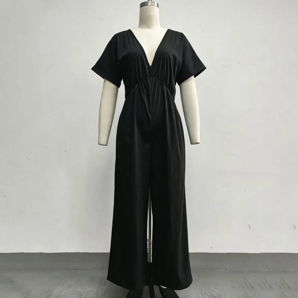 Women's Deep V Neck Short Sleeve Jumpsuits, Casual Loose Wide Leg Vacation Rompers, Summer One Piece Outfits with Pockets
Women's Deep V Neck Short Sleeve Jumpsuits, Casual Loose Wide Leg Vacation Rompers, Summer One Piece Outfits with Pockets