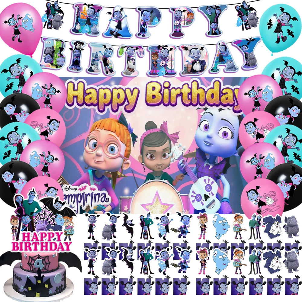 Disney Cartoon Vampirina Girl Birthday Party Decorations Concert Music Backdrop Children Gift Balloon Set Cake Topper Photo Prop
Disney Cartoon Vampirina Girl Birthday Party Decorations Concert Music Backdrop Children Gift Balloon Set Cake Topper Photo Prop