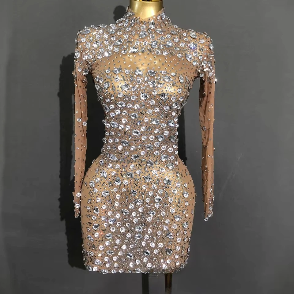 Shiny Rhinestone Sexy Short Stage Dress European American Style Performance Outfit Elegant Costume For Women Stage Dance Show
Shiny Rhinestone Sexy Short Stage Dress European American Style Performance Outfit Elegant Costume For Women Stage Dance Show