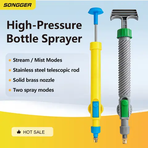 High Pressure Sprayer Bottle Handheld Dual Spray Nozzle Stainless Steel Rod Copper Nozzle Garden Car Wash Cleaning