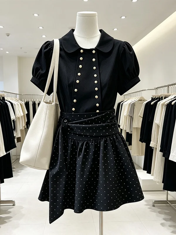 Summer New plus Size Women's Shirt And Half Skirt Set Double Buttoned Collar Polka Dot Korean Style Commute Fashion
Summer New plus Size Women's Shirt And Half Skirt Set Double Buttoned Collar Polka Dot Korean Style Commute Fashion