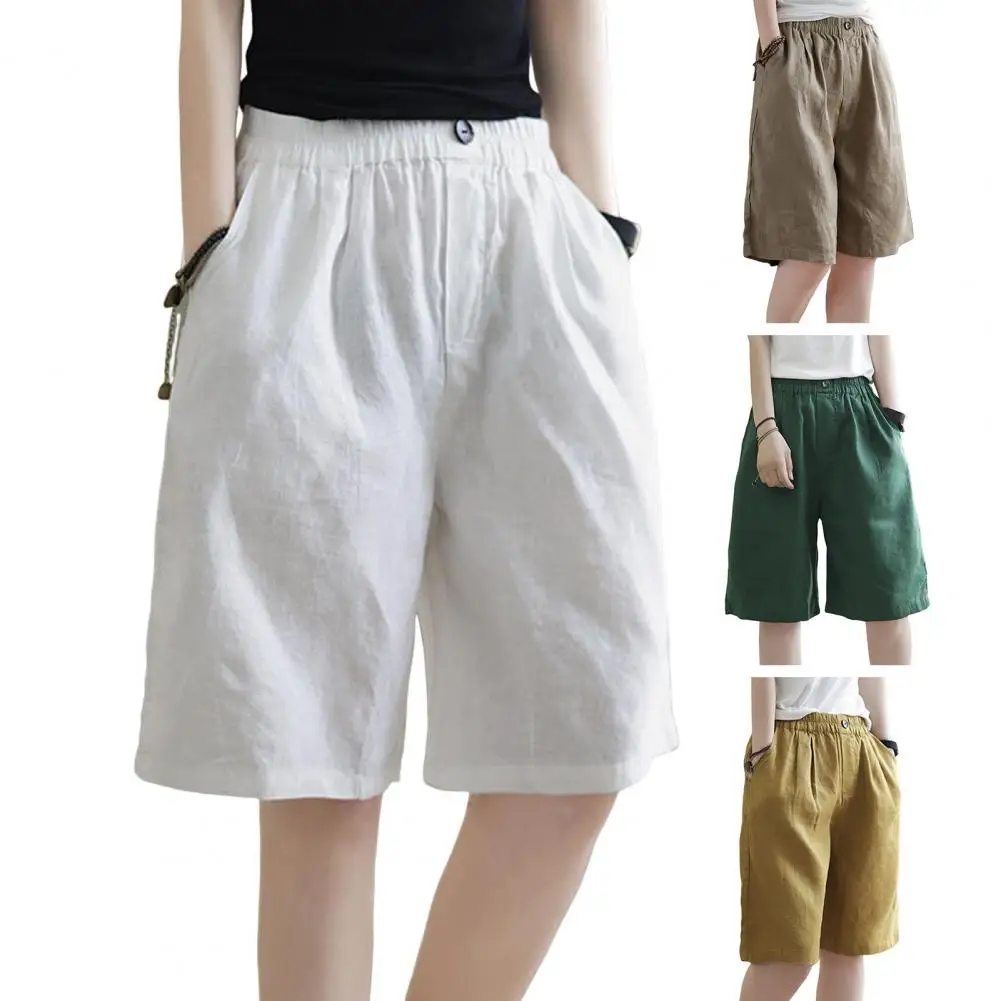 Charming Sporty Bottoms Women Shorts Wide Leg Elastic Waist Casual Pants Solid Color Loose Fit Knee-Length Sporty Shorts Pockets
Charming Sporty Bottoms Women Shorts Wide Leg Elastic Waist Casual Pants Solid Color Loose Fit Knee-Length Sporty Shorts Pockets