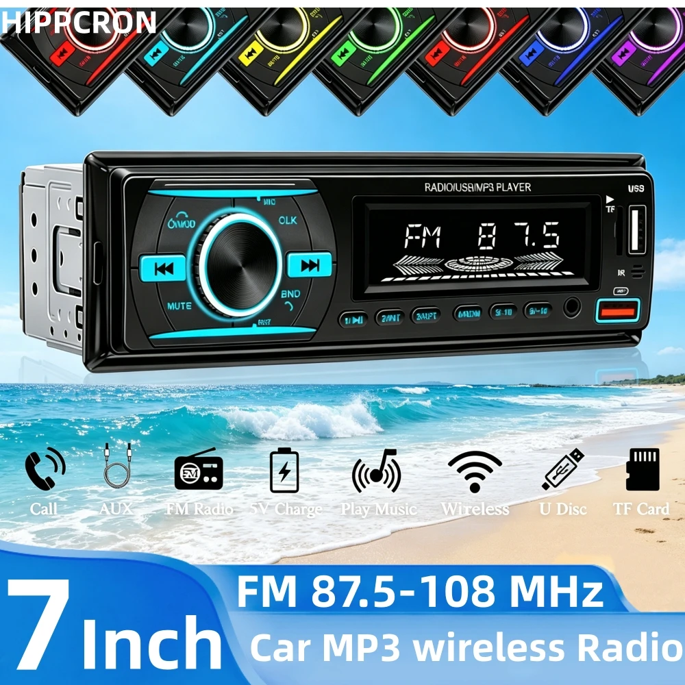 HIPPCRON Car MP3 Radio 1 Din Car Digital Player 7 colorful lights Stereos for Car Universal FM Music Radio With Remote Control
HIPPCRON Car MP3 Radio 1 Din Car Digital Player 7 colorful lights Stereos for Car Universal FM Music Radio With Remote Control