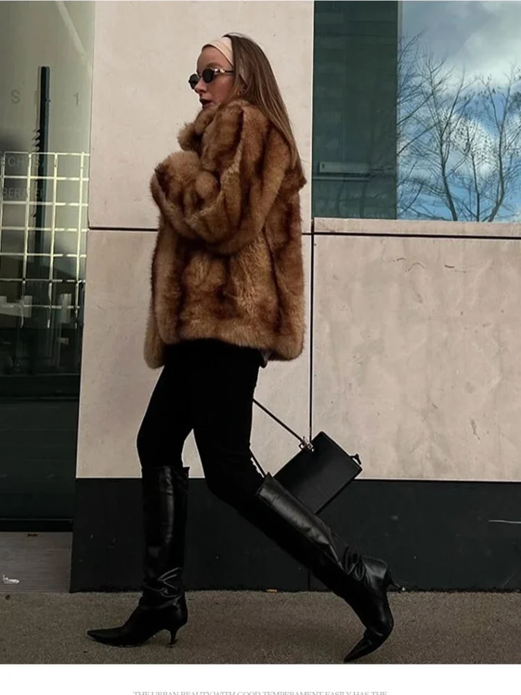 Jacket Faux Rabbit Plush Coat Luxury Outerwear Gradual Furry Jackets Fluffy Thick Warm Loose Notched Collar Brown Faux Fur Short
Jacket Faux Rabbit Plush Coat Luxury Outerwear Gradual Furry Jackets Fluffy Thick Warm Loose Notched Collar Brown Faux Fur Short