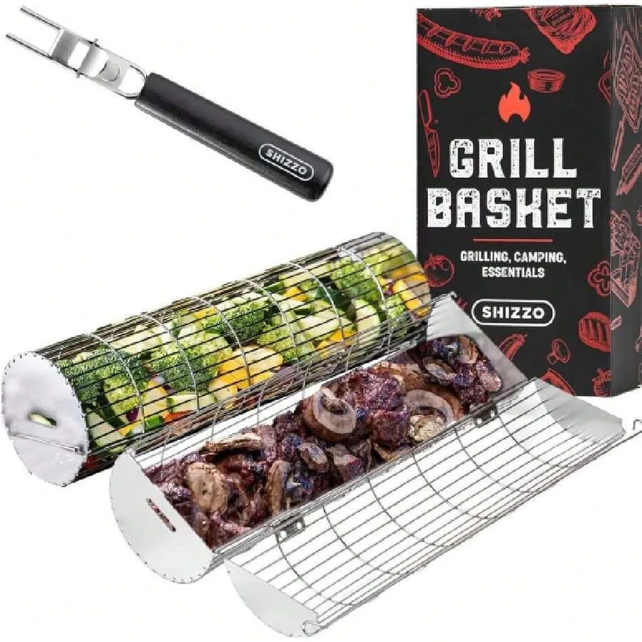 【New style】Rolling Grill Basket, New Opening Design, Extra Sturdy Cylinder Grilling Basket, Stainless Steel, Large Portable Out
【New style】Rolling Grill Basket, New Opening Design, Extra Sturdy Cylinder Grilling Basket, Stainless Steel, Large Portable Out