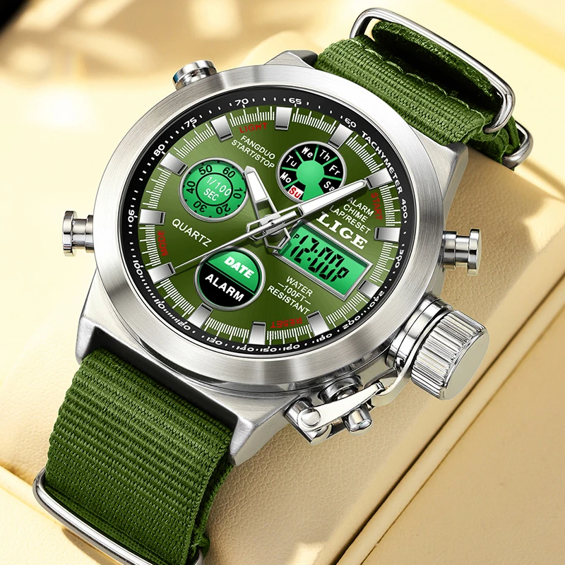 LIGE New Fashion Nylon Strap Waterproof Quartz Watch For Men LED Backlight Alarm Chronograph Clock Male Casual Busines Men Watch
LIGE New Fashion Nylon Strap Waterproof Quartz Watch For Men LED Backlight Alarm Chronograph Clock Male Casual Busines Men Watch