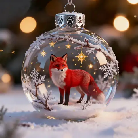 Ornamento di palla di vetro di Natale Cervo Coniglio Scoiattolo Orso polare Forma di volpe Decorazione da appendere per l'albero di Natale Decorazioni per la casa delle vacanze