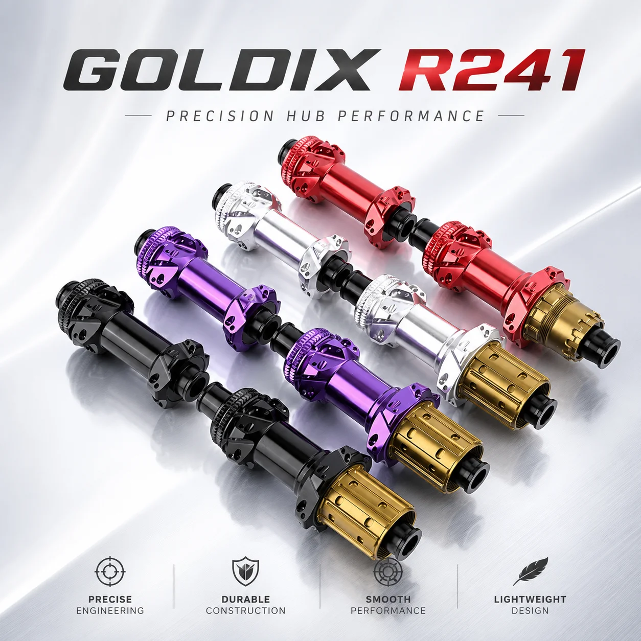 GOLDIX Colored Road Bike Hub: 24-Hole Centerlock, 36T Ratchet, 290g Lightweight Design, Compatible with Shimano and SRAM 11/12S
GOLDIX Colored Road Bike Hub: 24-Hole Centerlock, 36T Ratchet, 290g Lightweight Design, Compatible with Shimano and SRAM 11/12S